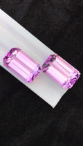 Pink Kunzite Pair 113.09 Carat Emerald Cut Matching Stones From Afghanistan