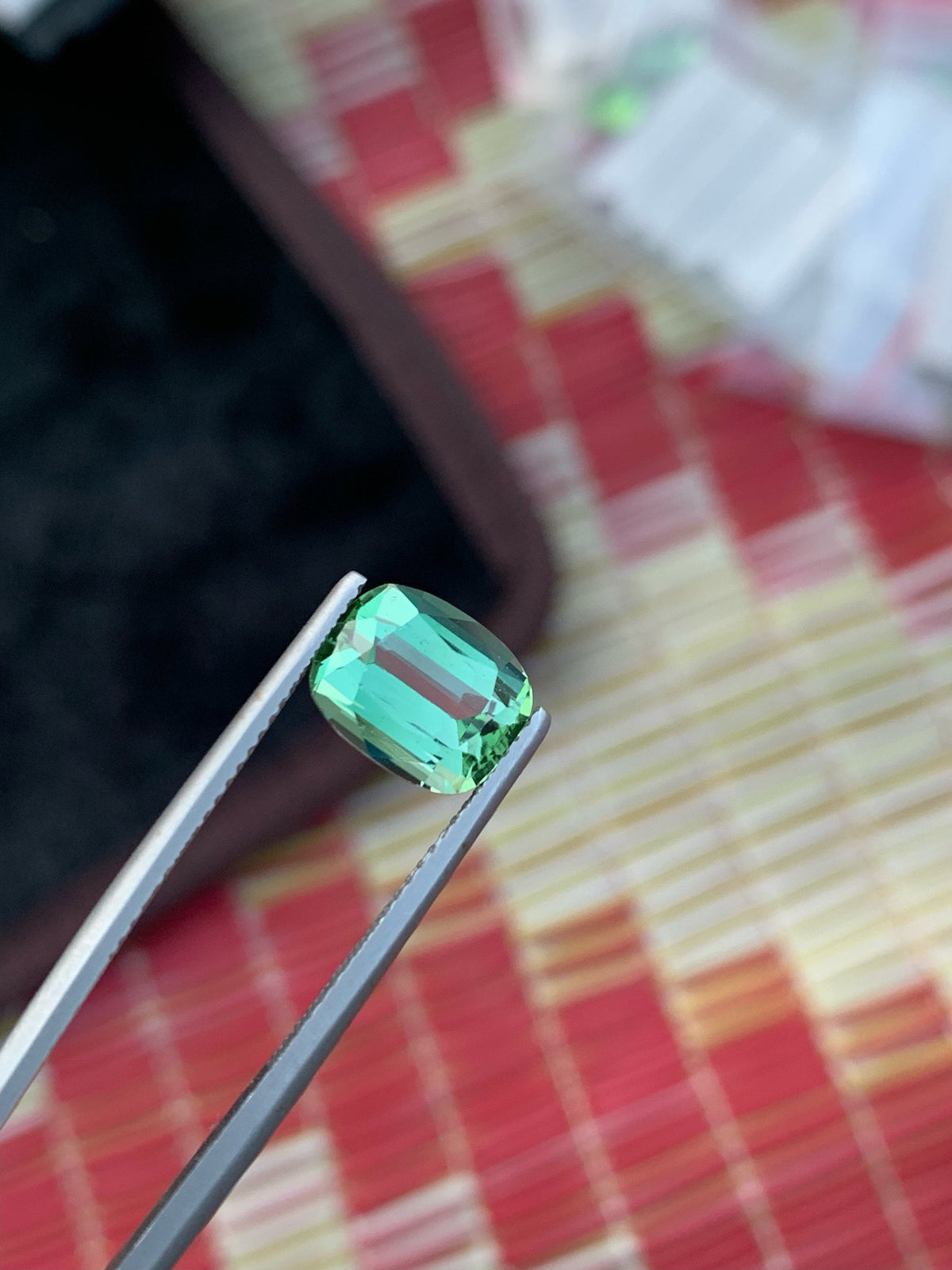 Natural Blue Green Tourmaline Gemstone For Ring Making , Cushion Cut Tourmaline Stone , 3.65 CT