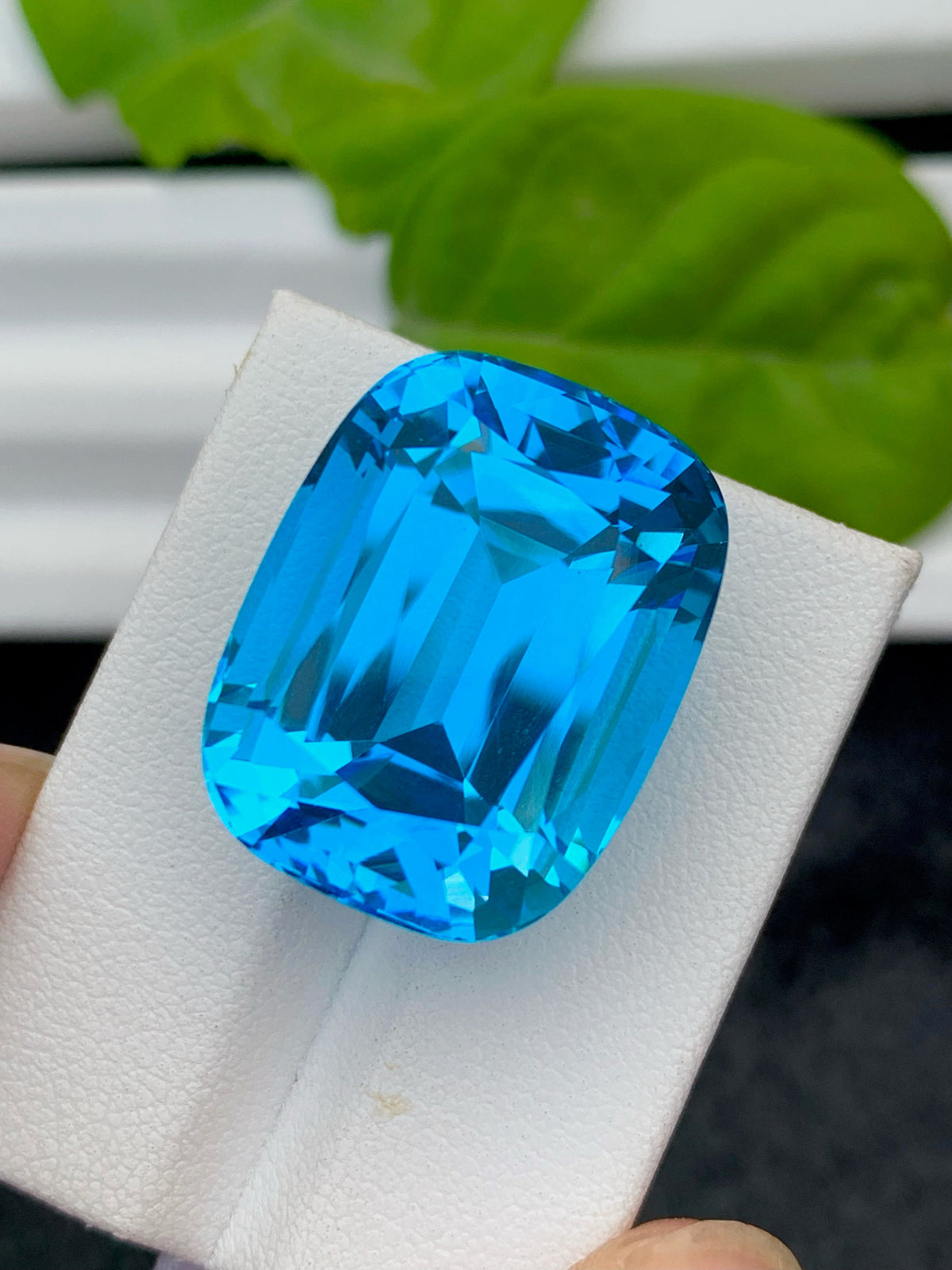 57.25 CT Swiss Blue Topaz Gemstone: Cushion Cut Jewelry Stone