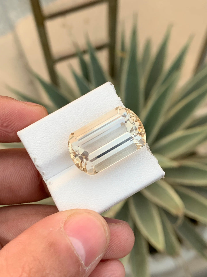 29.80 CT Emerald Cut Yellowish Orange Topaz Loose Gemstone