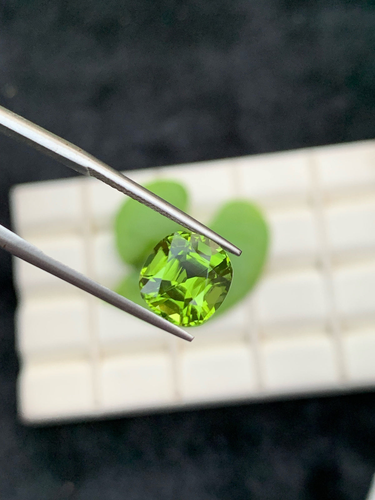 Natural Olive Green Peridot Gemstone: Cushion Cut, 3.75 CT