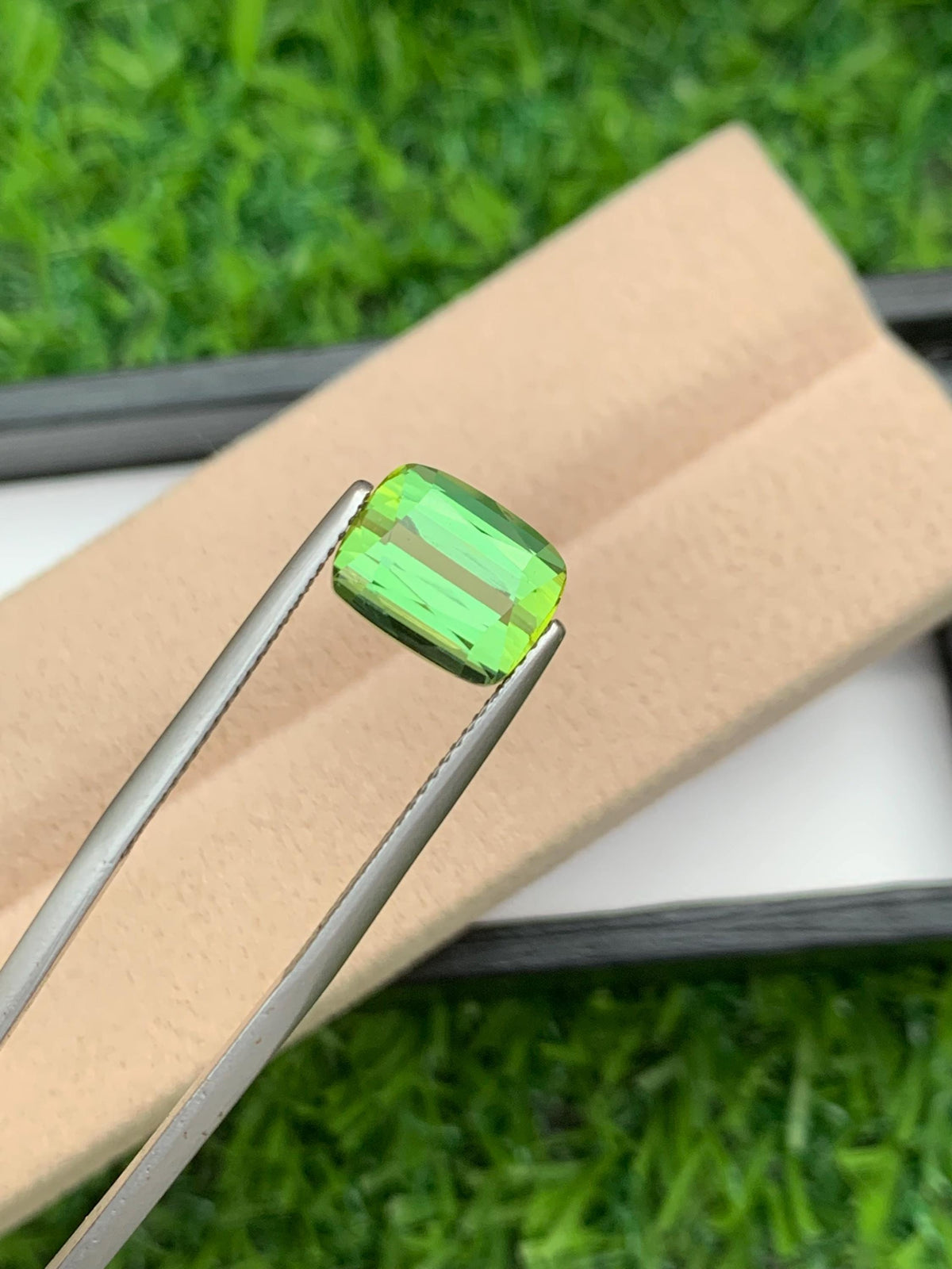 4.35 CT Bluish Green Tourmaline Gemstone: Cushion Cut Ring Stone