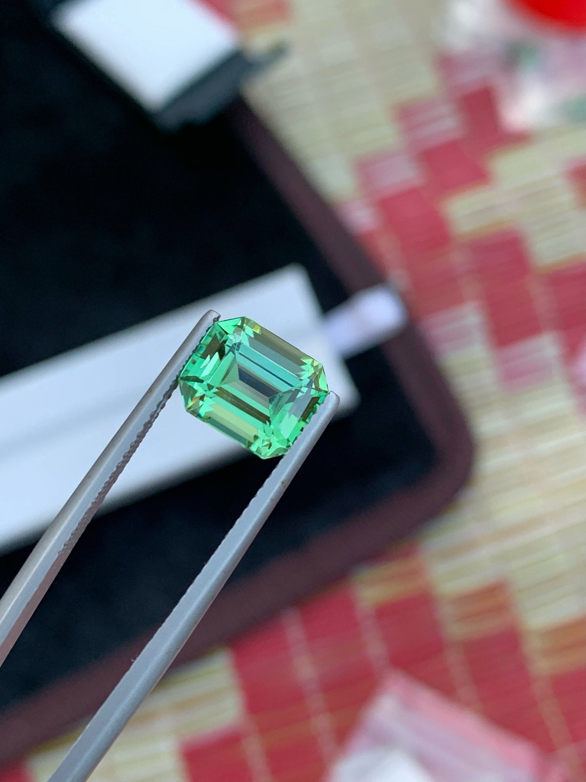 Emerald Cut Green Tourmaline Gemstone: Bluish Green Jewelry Stone, 3.70 CT