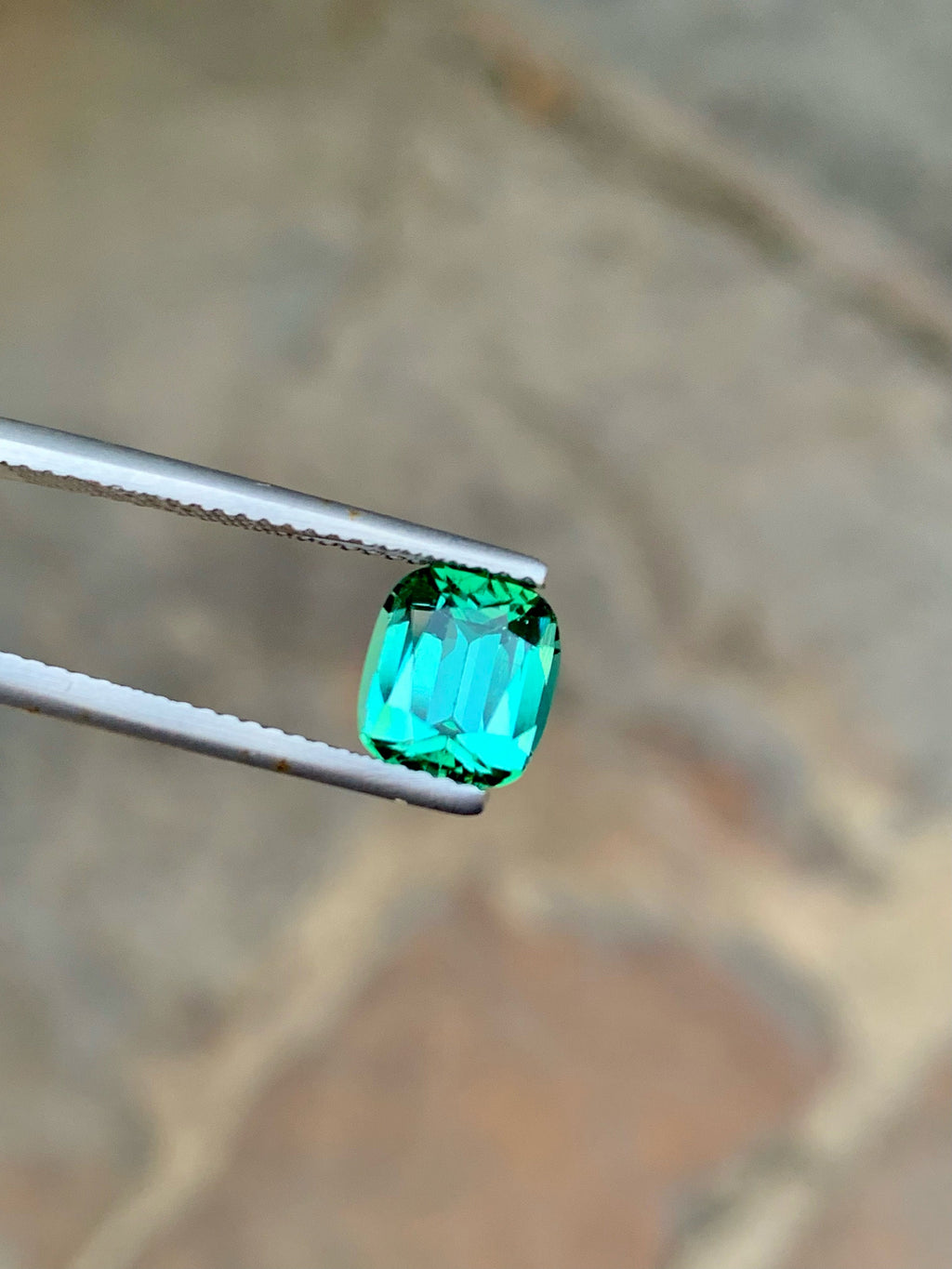2 CT Bluish Green Tourmaline Gemstone: Cushion Cut, Afghanistan