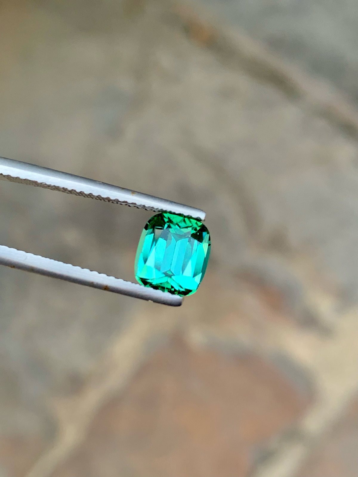 2 CT Bluish Green Tourmaline Gemstone: Cushion Cut, Afghanistan