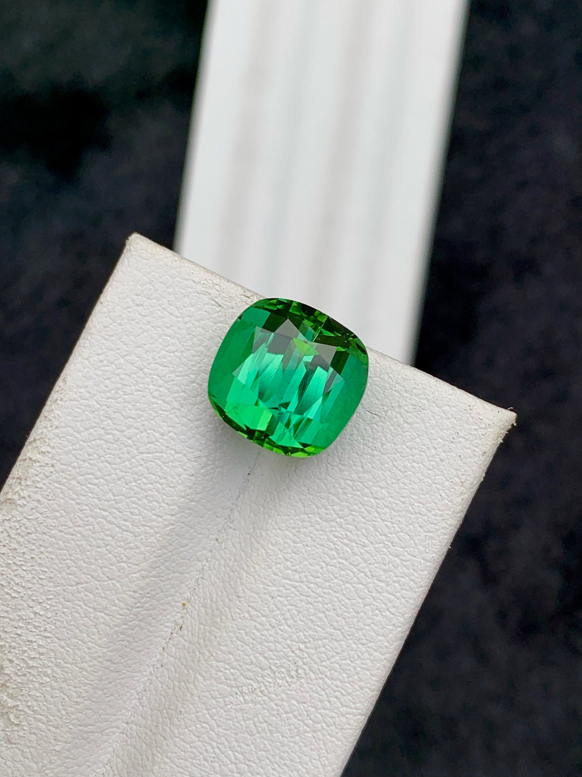 Blue Green Tourmaline Gemstone: Cushion Cut, 8.15 Carat