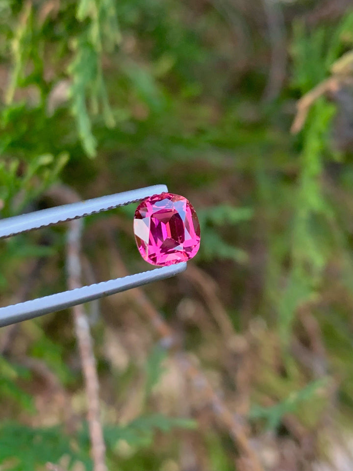 Pink Tourmaline Gemstone: 1.45 CT Cushion Cut, October Birthstone