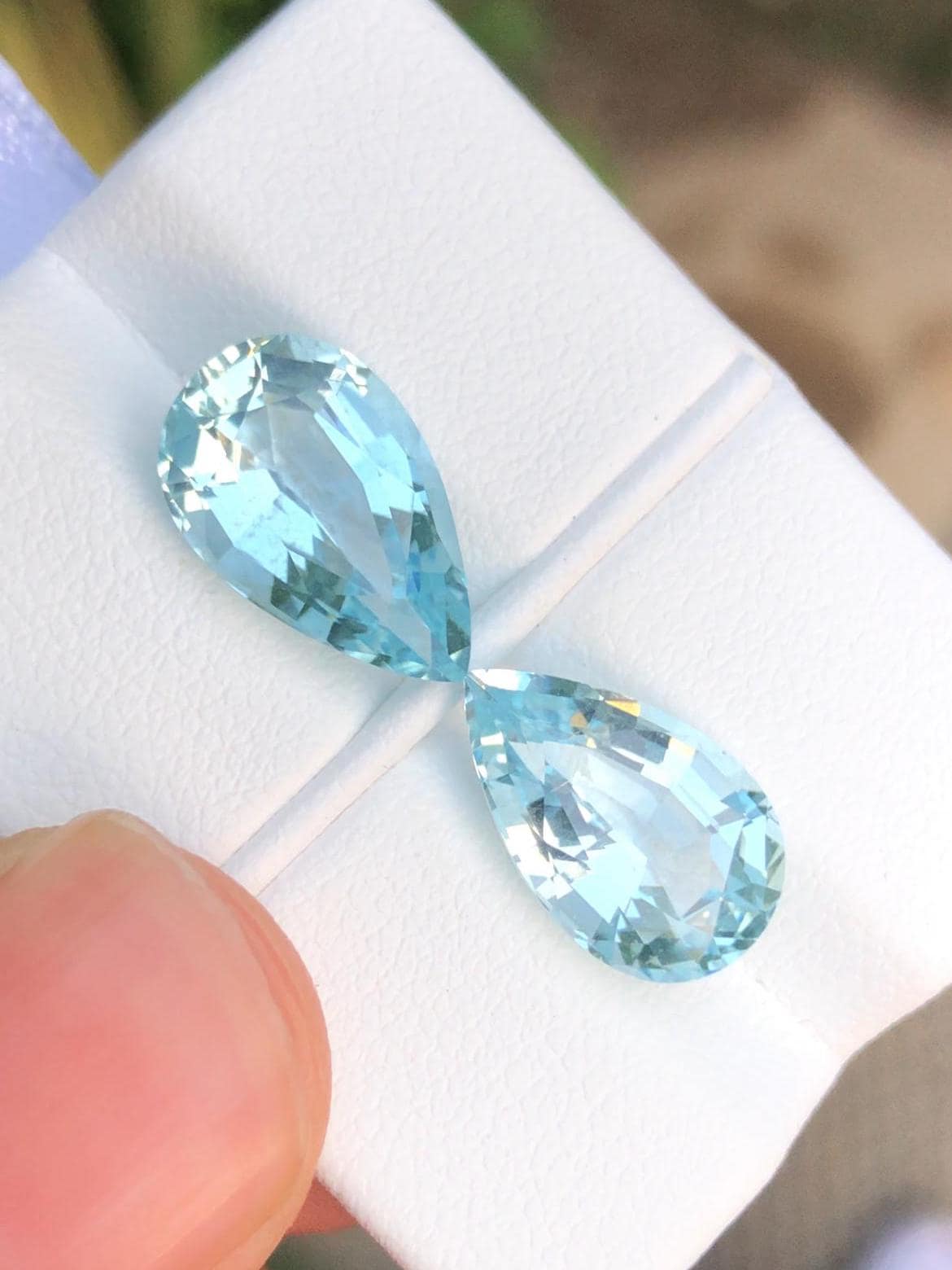 Blue Aquamarine Gemstone Pair 8.35 CT- Pear Cut.