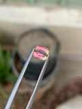 1.75 CT Bi-Color Tourmaline Gemstone: Cushion Cut, Flamingo Pink/Harvest Gold