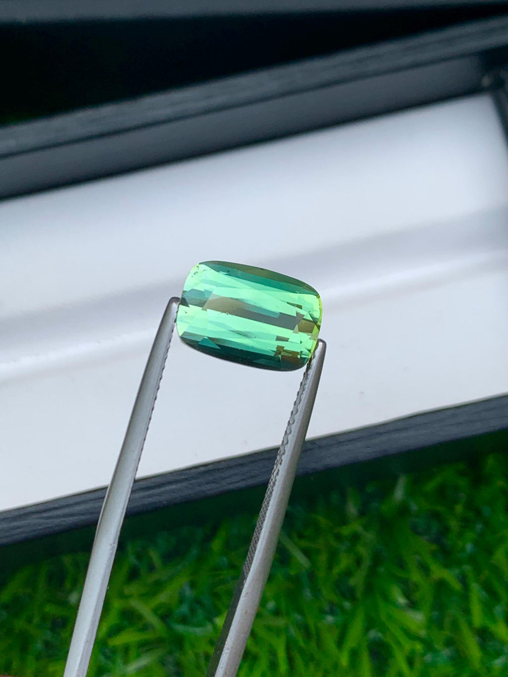 Lime Green Tourmaline Gemstone: 4.95 CT Faceted Cushion Cut
