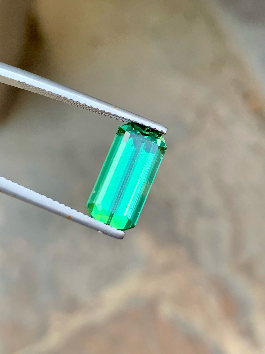 Bluish Green Tourmaline Gemstone: Emerald Cut, 5.10 CT Loose Elbaite Stone