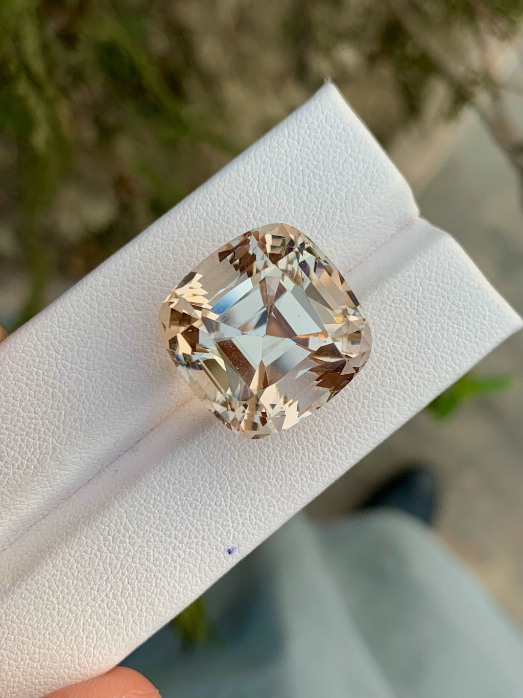 Unheated Imperial Topaz Gemstone: 38.30 CT VVS Cushion Cut