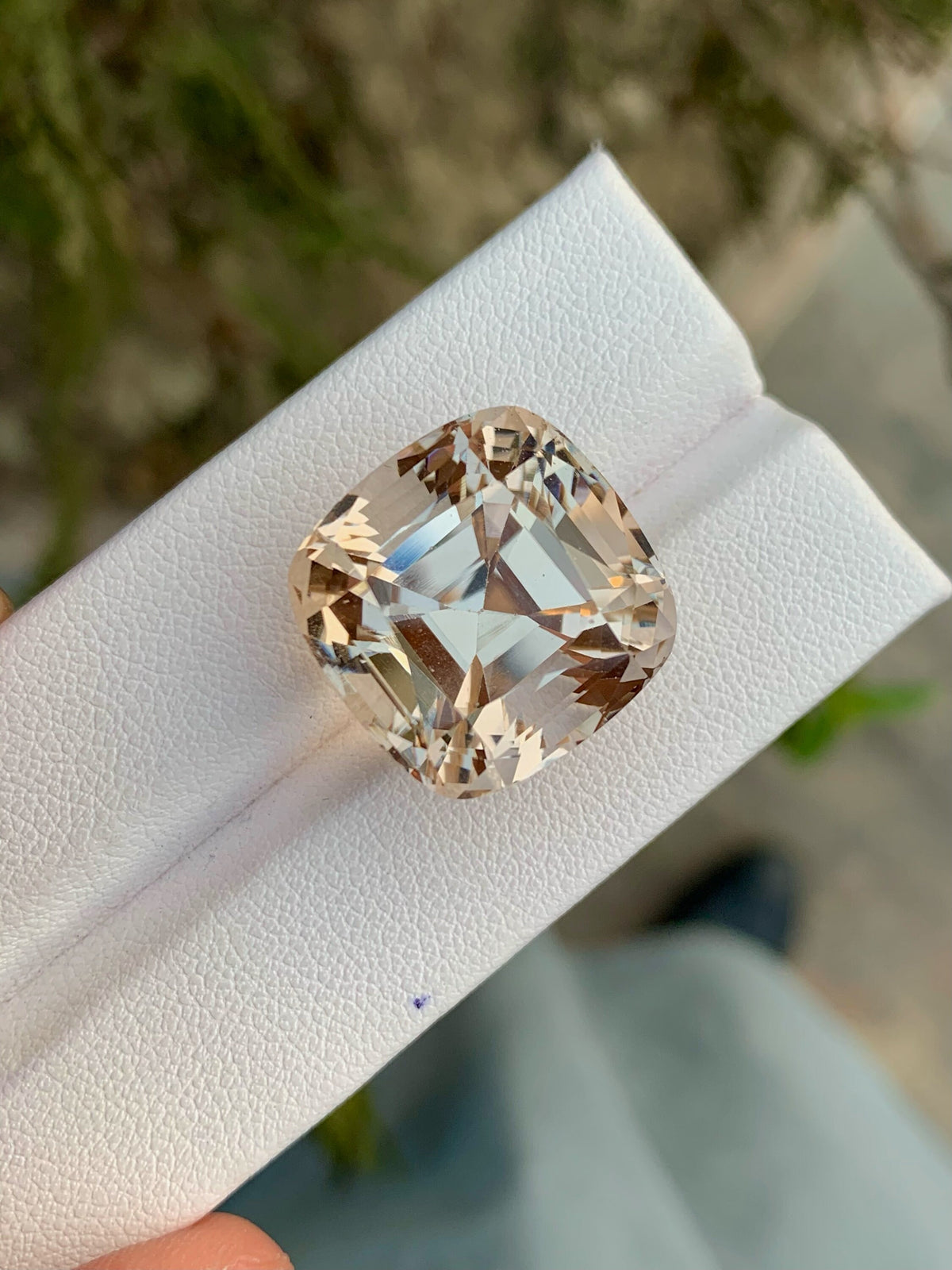 Unheated Imperial Topaz Gemstone: 38.30 CT VVS Cushion Cut