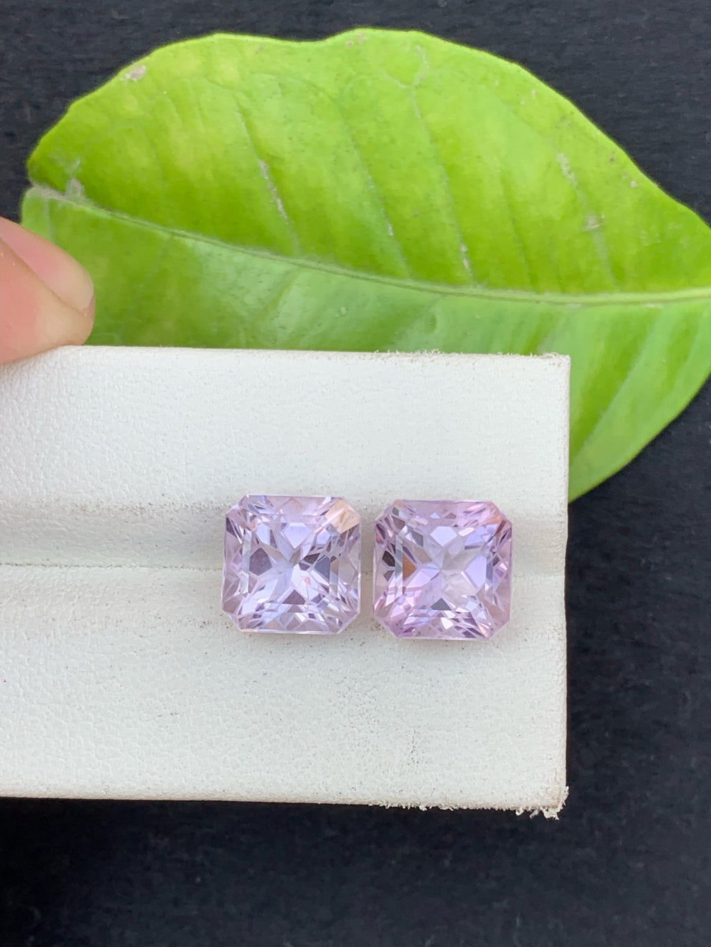 Zambian Amethyst Stone Pair: 10.25 CTS, Square Asscher Cut