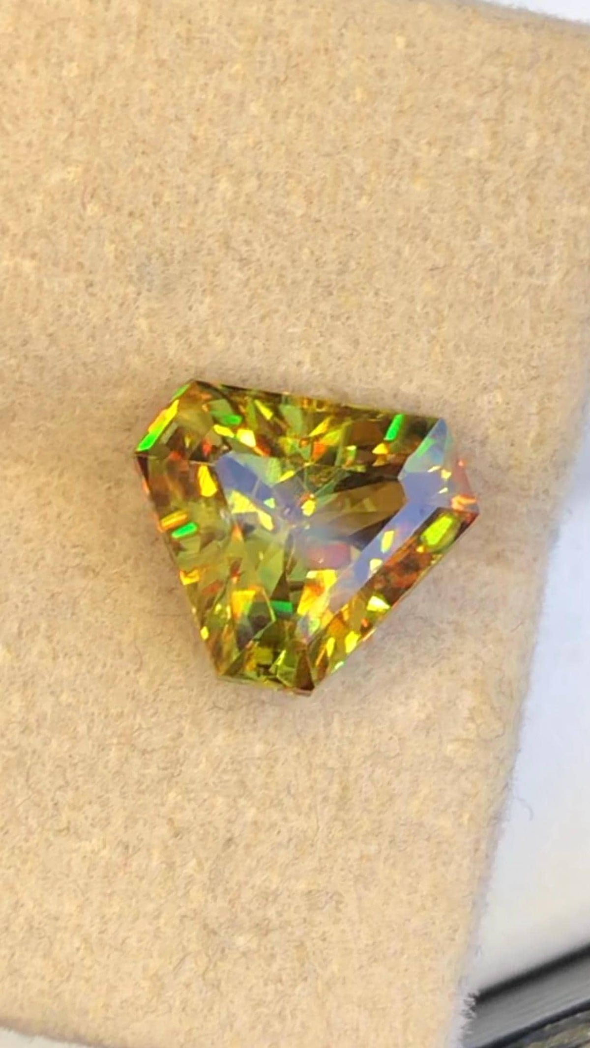 Trillion Cut Sphene Gemstone: 3.10 CT Fire Titanite Stone