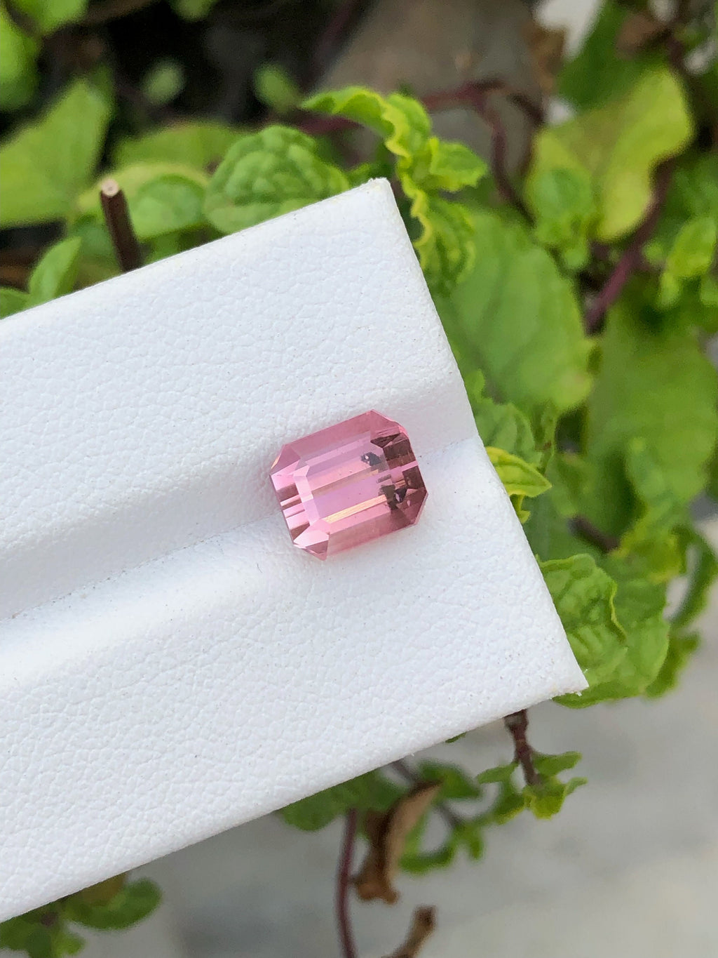 Natural Bi-Color Tourmaline Gemstone: Flamingo Pink & Hawks Blue, Emerald Cut (8.6x7.3x6.6 MM)