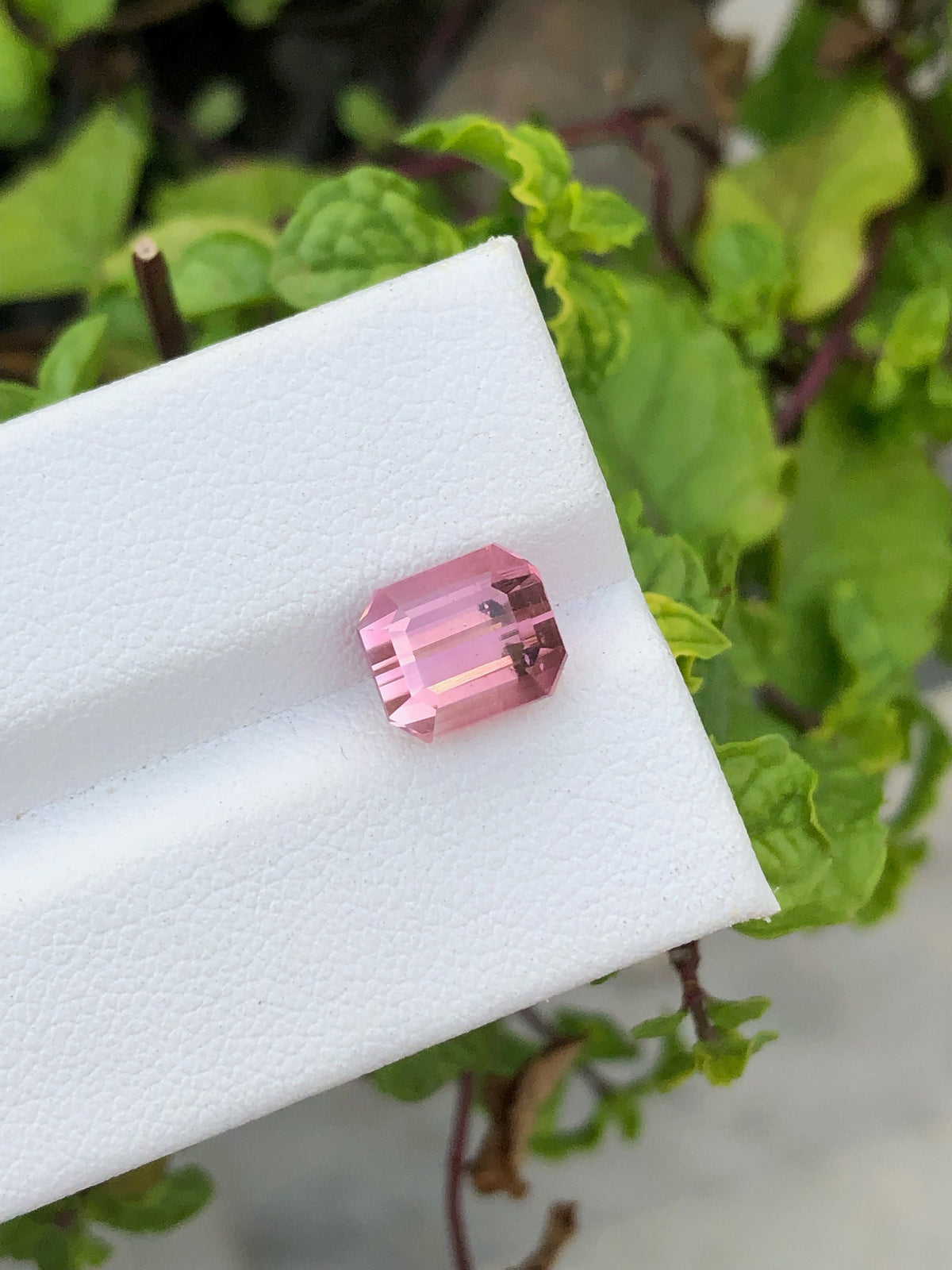 Natural Bi-Color Tourmaline Gemstone: Flamingo Pink & Hawks Blue, Emerald Cut (8.6x7.3x6.6 MM)