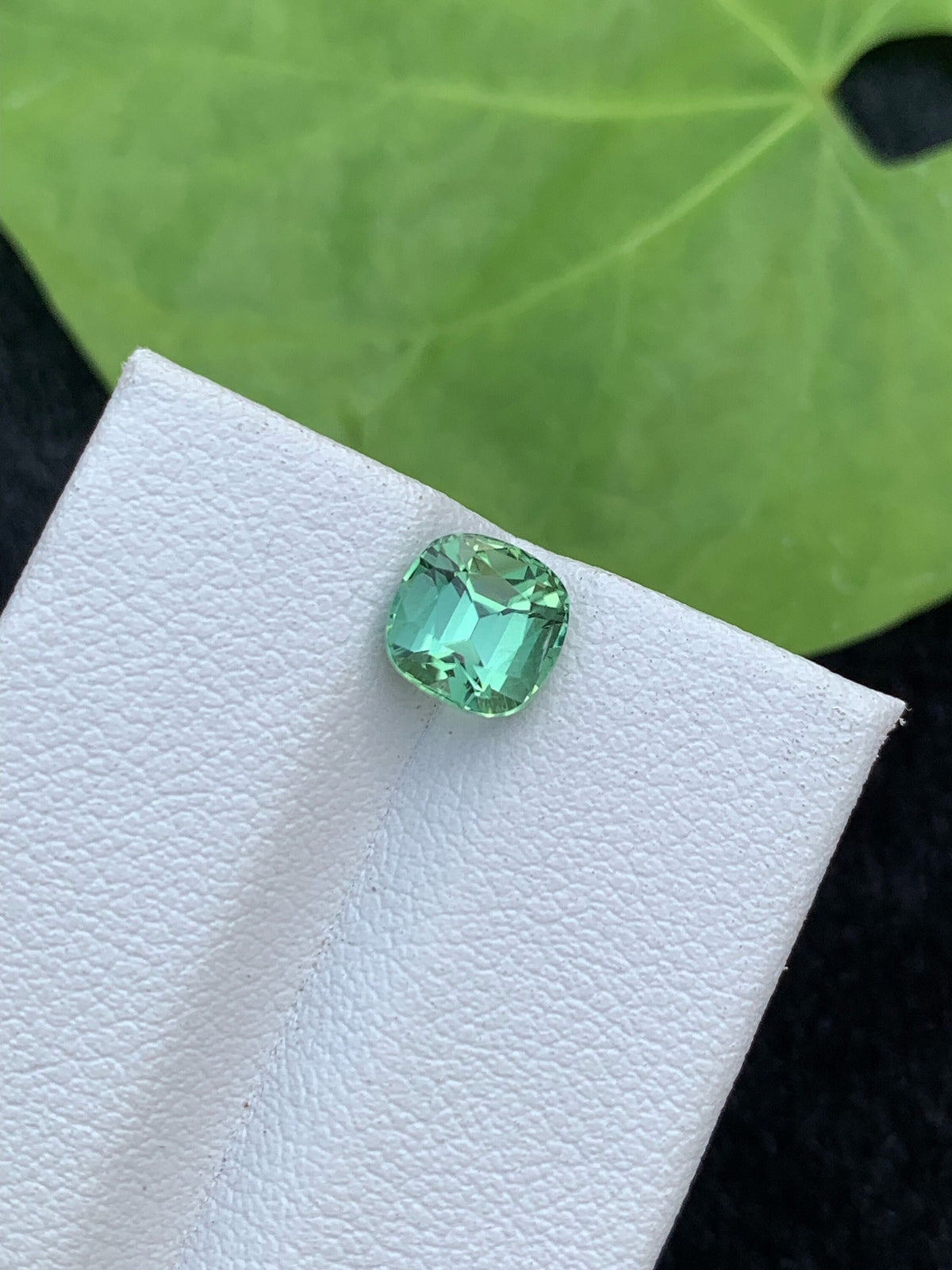 Teal Green Tourmaline Gemstone: Cushion Cut, 1.55 Carat