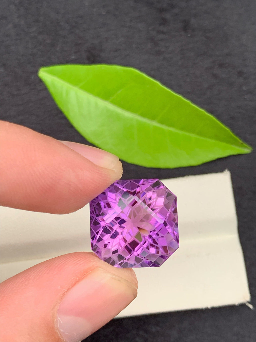 Square Precision Flower Cut Amethyst Loose Gemstone - 31 Carats
