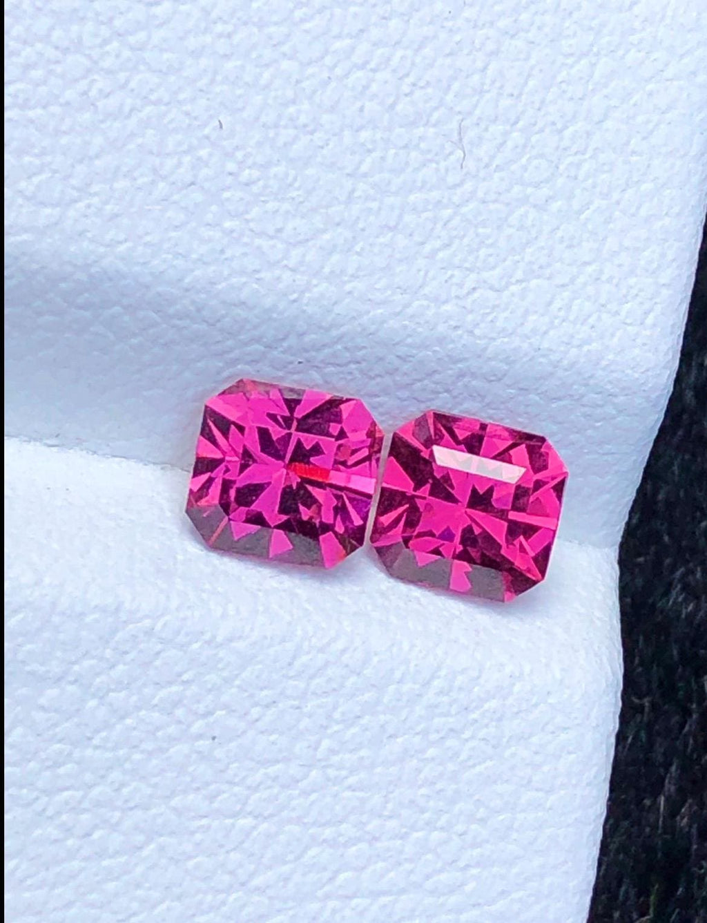 Malaya Garnet 1.55ct Pair Octagonal Radiant Cut Purple Pink Precision Matched Loose Gemstones