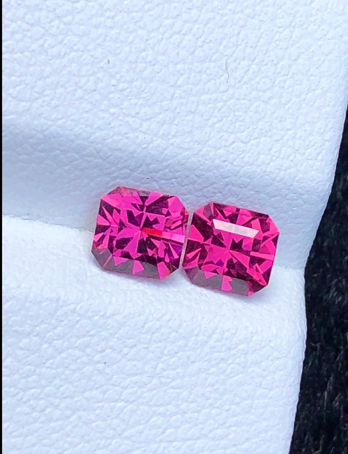 Malaya Garnet 1.55ct Pair Octagonal Radiant Cut Purple Pink Precision Matched Loose Gemstones