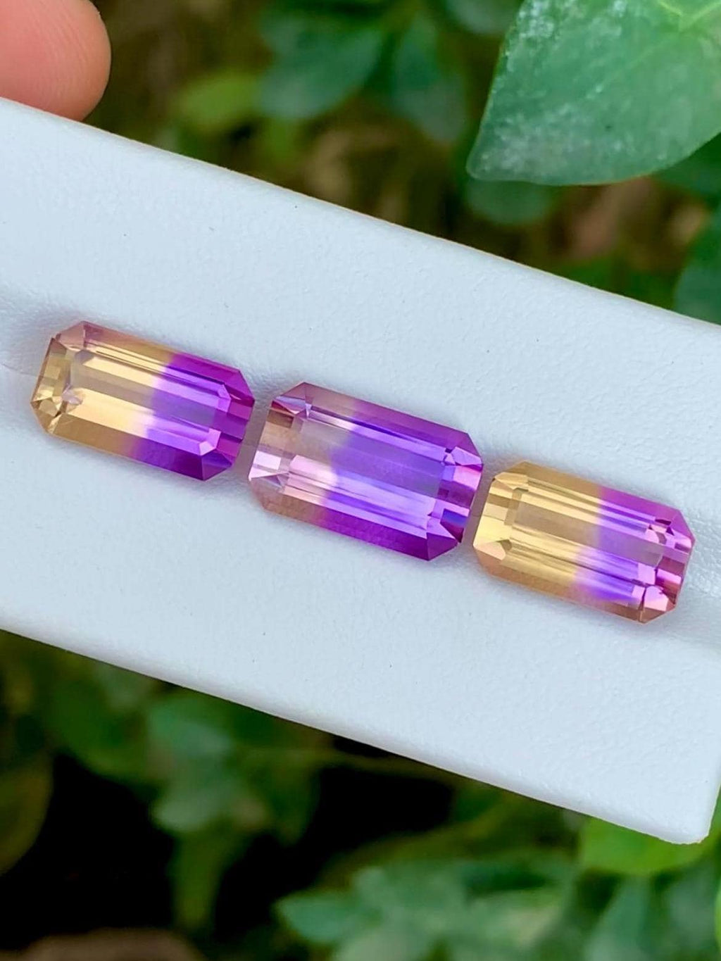 Ametrine 16.55ct Set • Matched Pair & Center Stone • Emerald Octagonal Cut Brazil