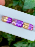 Ametrine 16.55ct Set • Matched Pair & Center Stone • Emerald Octagonal Cut Brazil