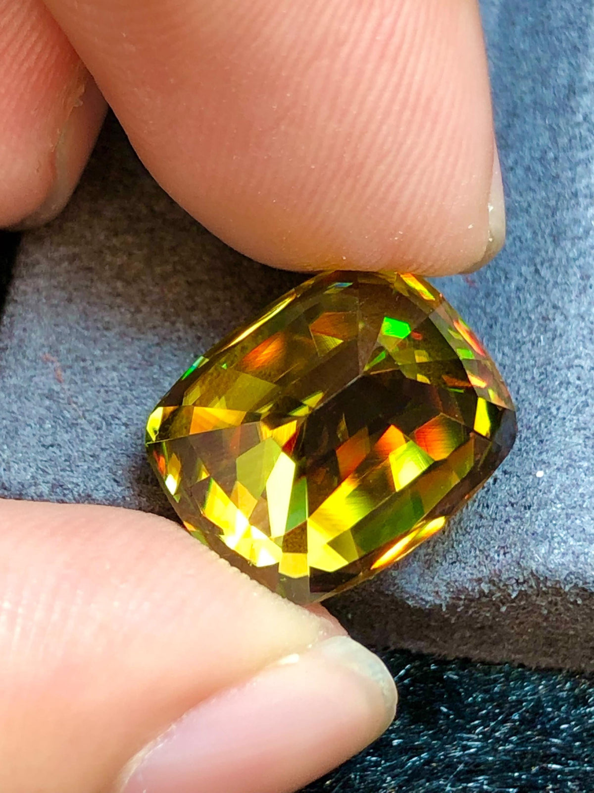 Primum Quality  Cushion Cut Sphene Gemstone: Greenish Yellow Titanite, August Birthstone