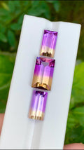 Ametrine 32.50ct Set • Matched Pair & Center Stone • Baguette Rectangular Cut Brazil