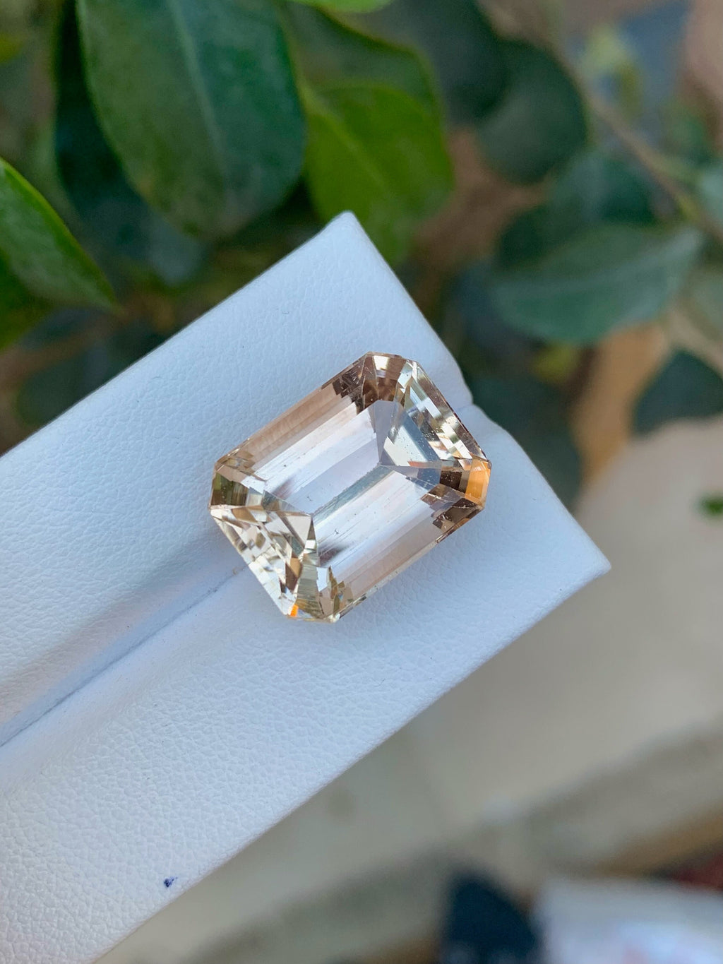 Unheated Imperial Topaz Gemstone: 24.70 CT Emerald Cut