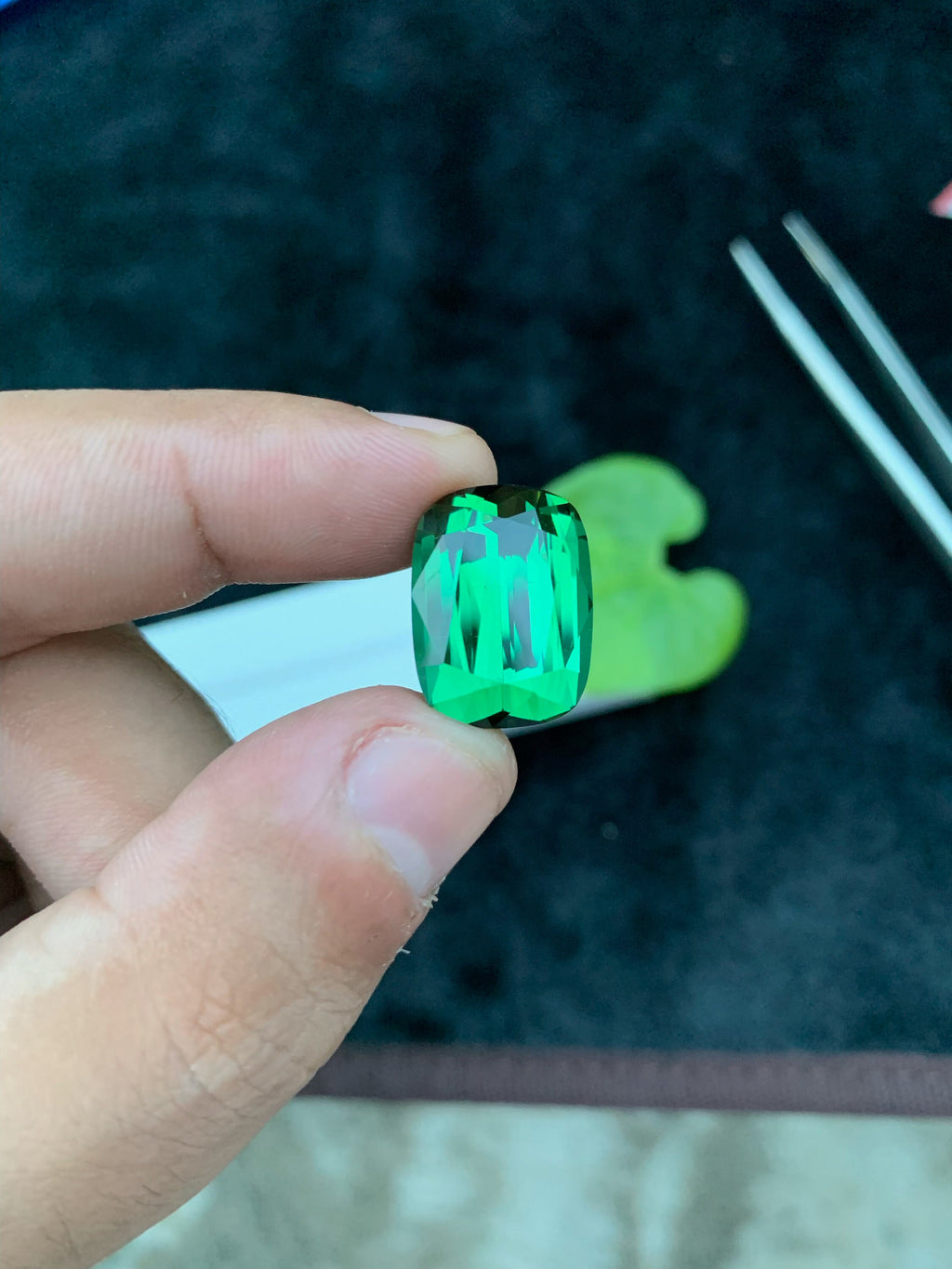 Green Tourmaline Gemstone: 17.75CT Faceted Cushion Cut, Afghanistan Origin
