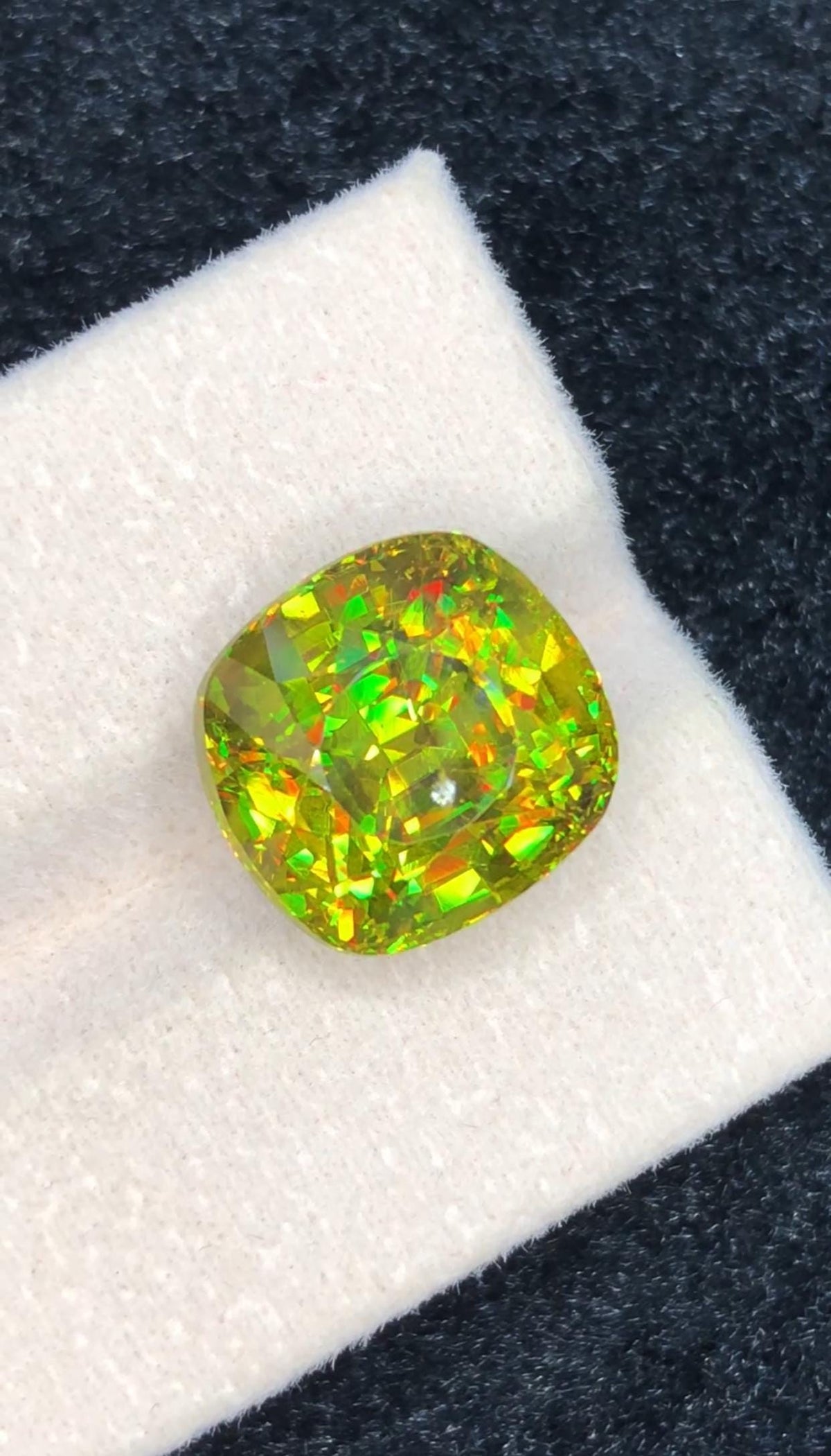 Green Sphene Gemstone: 11.50 Carat Cushion Cut Collector's Stone