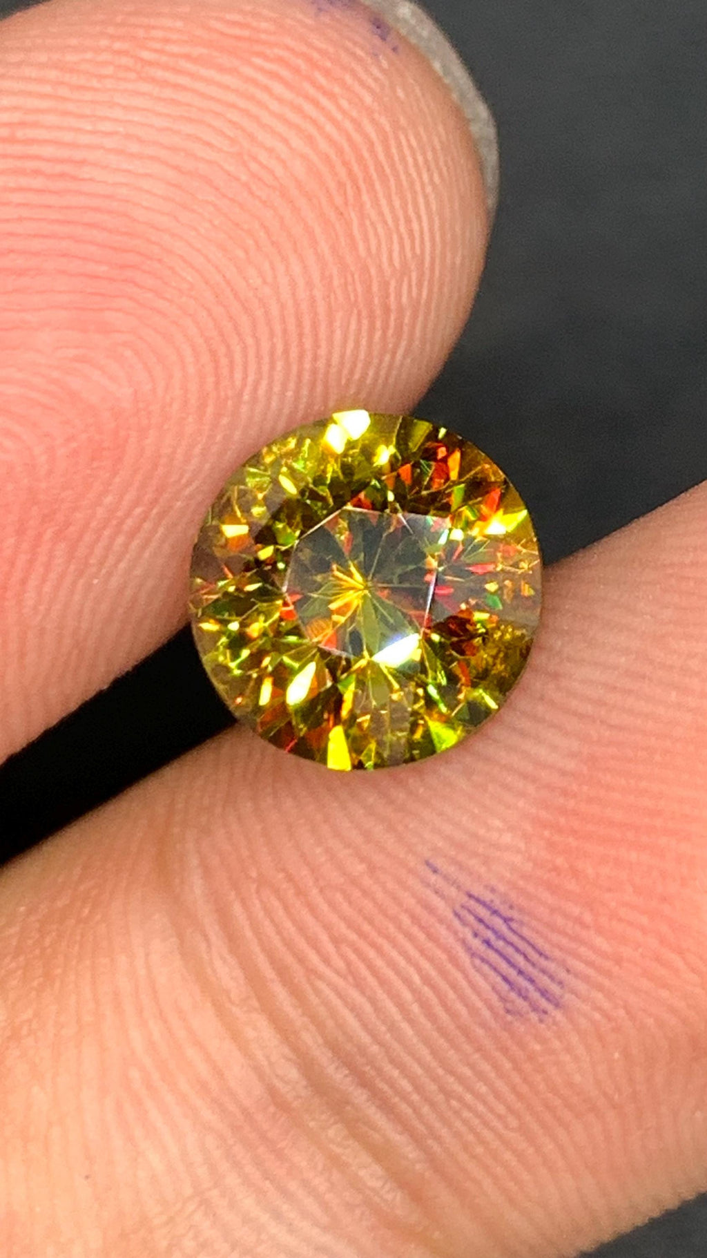 Faceted Sphene Gemstone 3.05 CT: Round Cut Titanite, Himalayan Origin