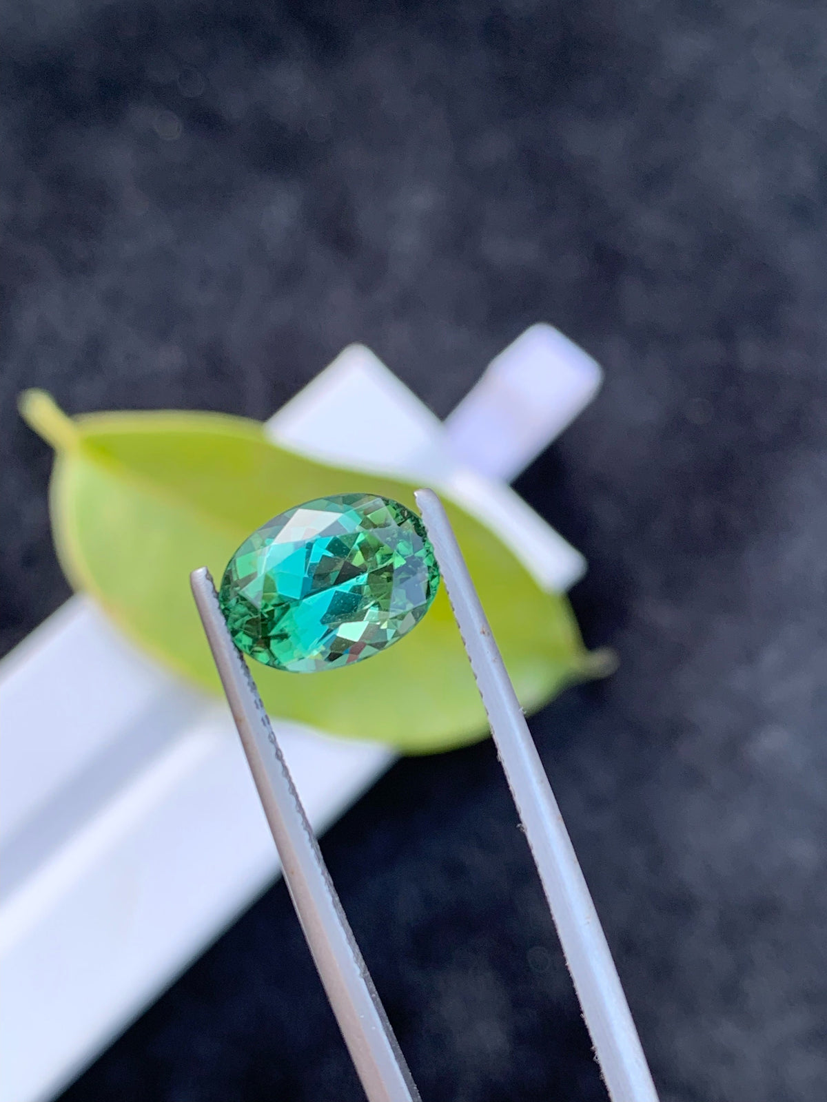 Faceted Bluish Green Tourmaline Gemstone: 4.00 CT Oval Stone