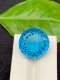 Precision Flower Cut Swiss Electric Blue Topaz Loose Gemstone 4.35 carat