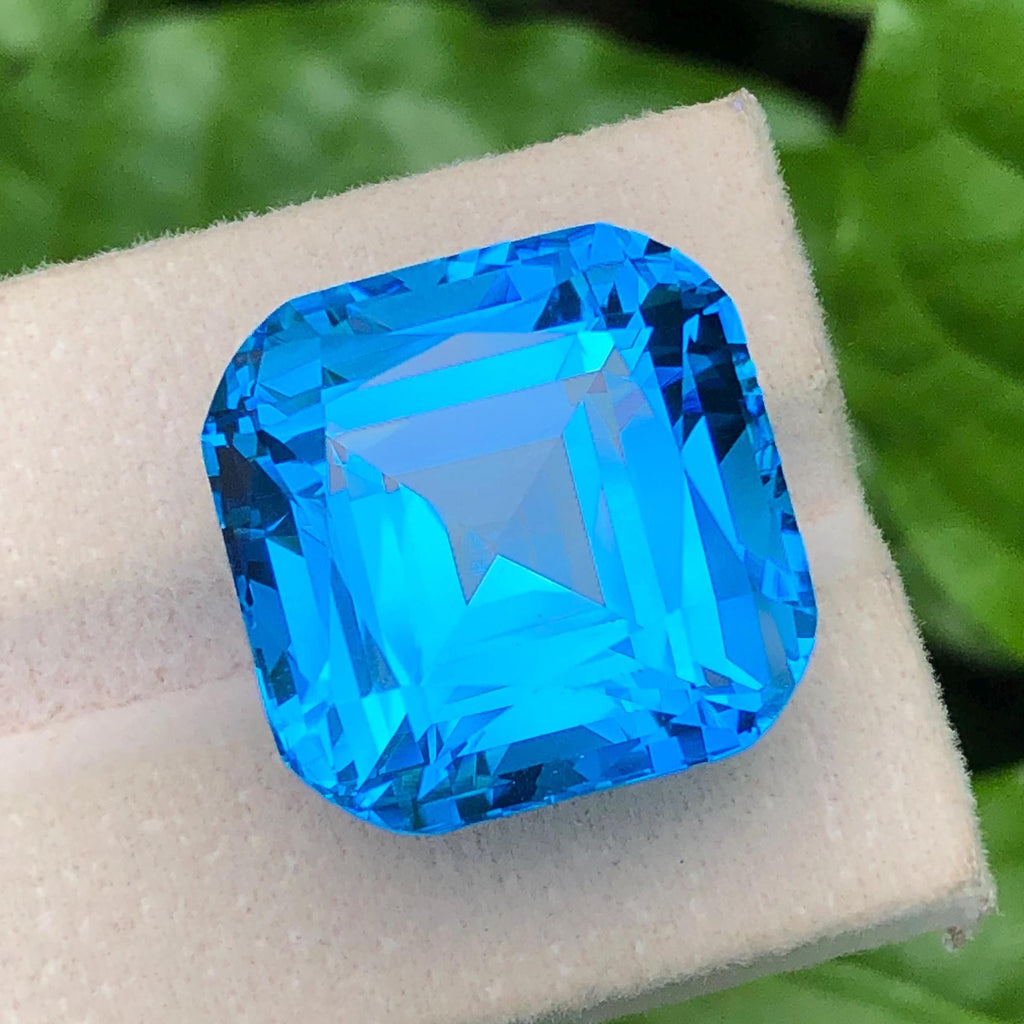 Electric Blue Topaz 53.25 Carat Cushion Cut Gemstone from Skardu, Pakistan – 20x19x16mm