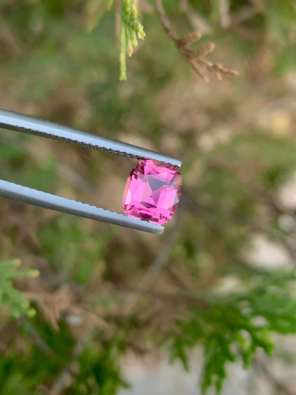 Natural Pink Tourmaline Gemstone: Faceted Cushion Cut, 1.70 CT