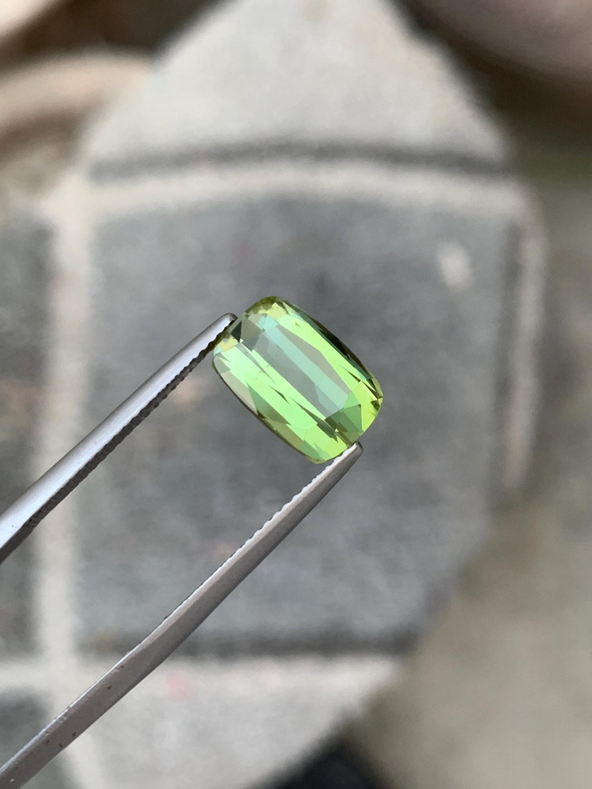 Lime Green Tourmaline Gemstone: 4.95 CT Faceted Cushion Cut