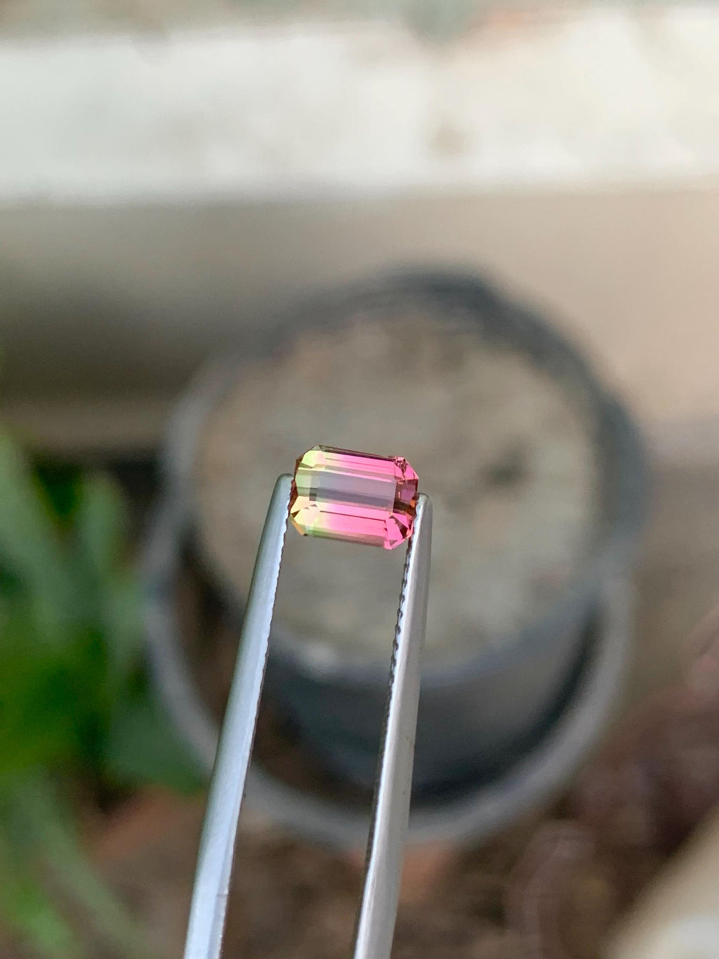 Emerald Cut Bi-Color Tourmaline Gemstone: Pink/Green, 1.30 CT