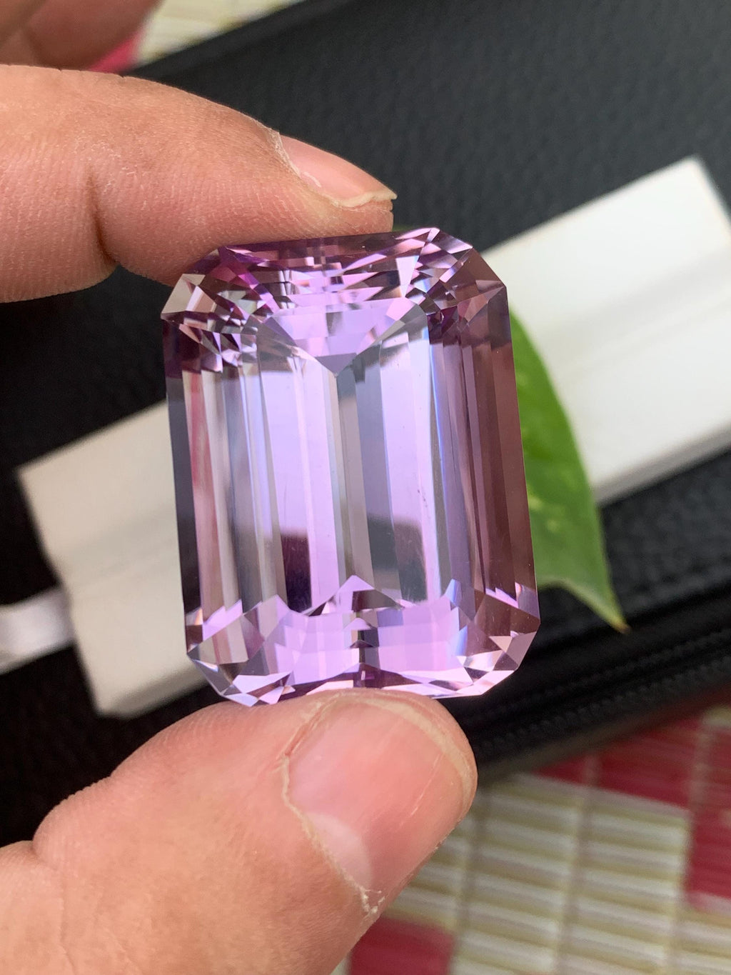 135.10 CT Faceted Pink Kunzite Gemstone: Emerald Cut Loose Stone