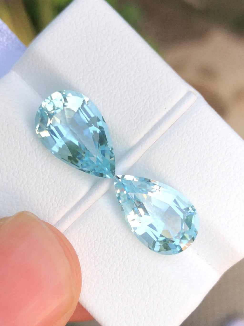 Blue Aquamarine Gemstone Pair 8.35 CT- Pear Cut.