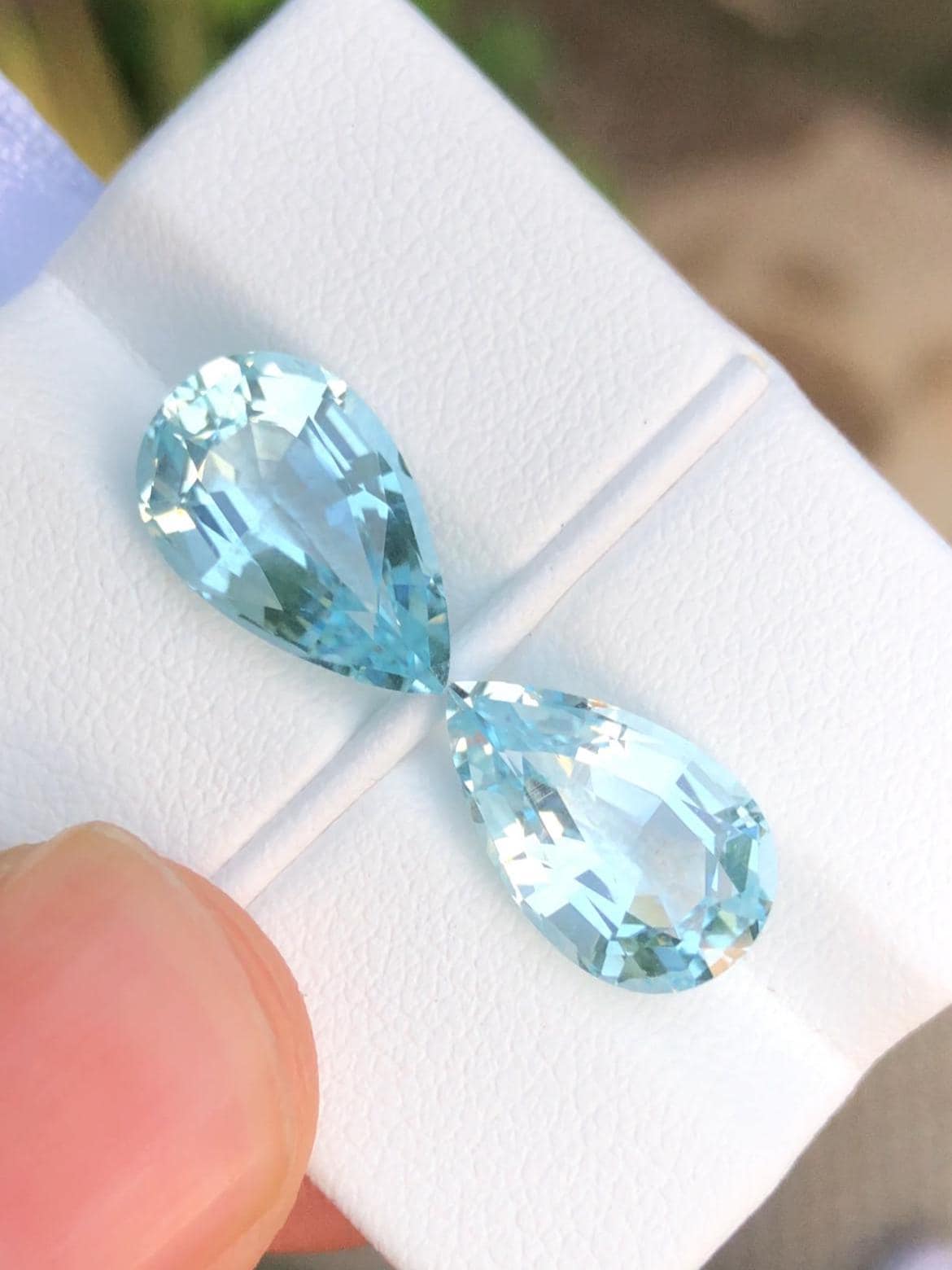 Blue Aquamarine Gemstone Pair 8.35 CT- Pear Cut.