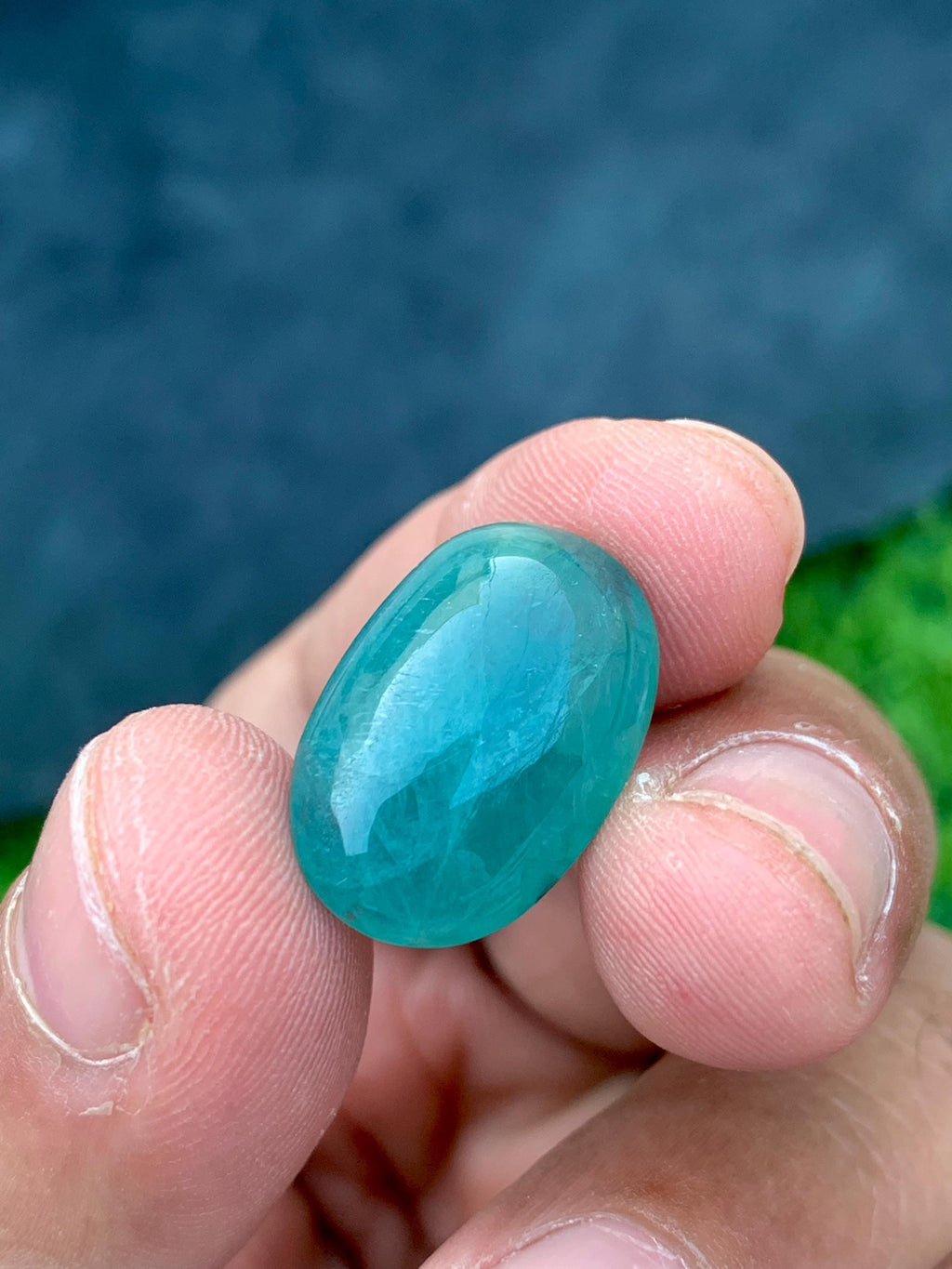 Grandidierite Gemstone Cabochon: Bluish Green, Rare Madagascar Stone, 15.30 Carats