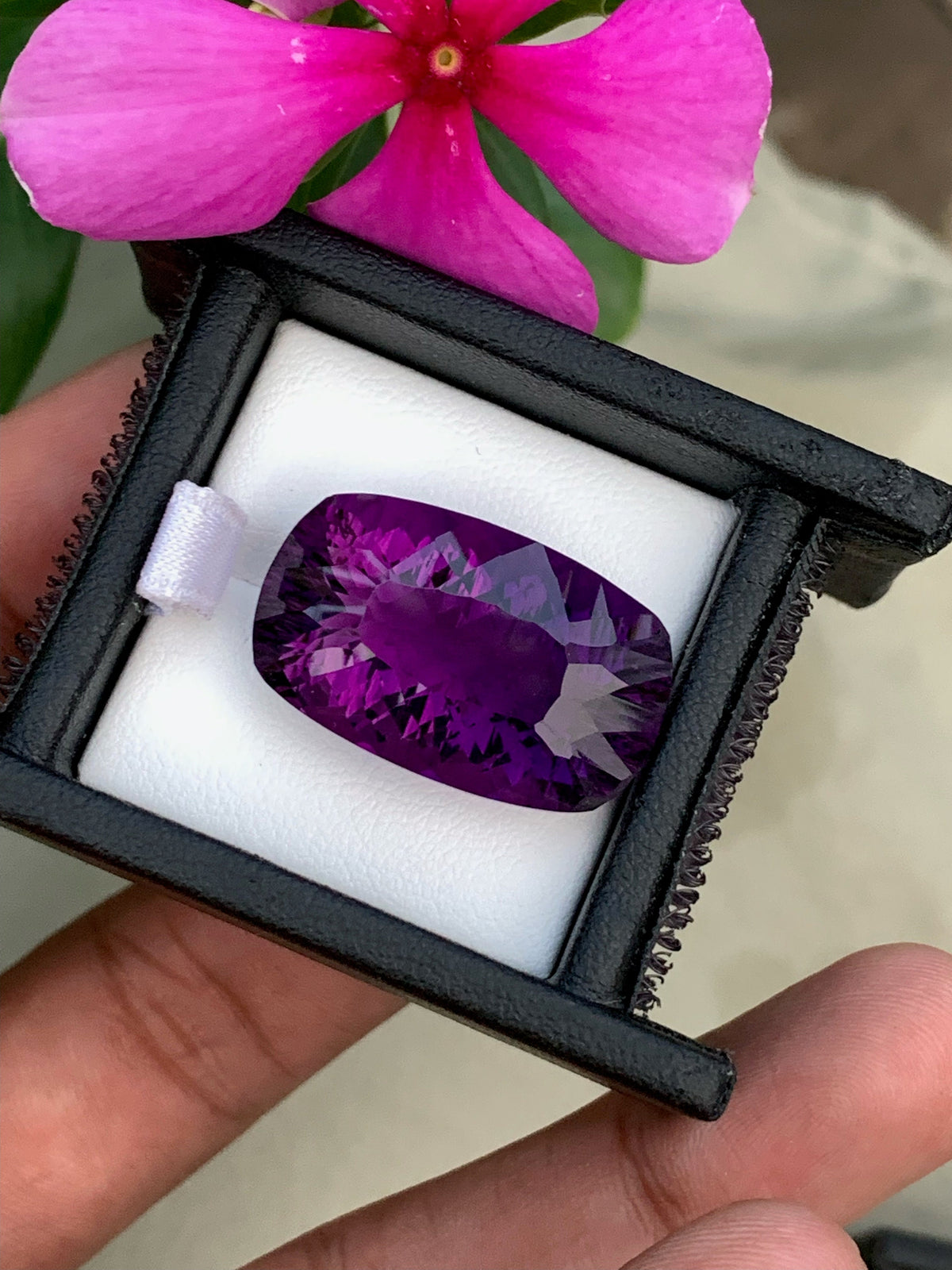 Natural Amethyst Gemstone: 32 CTS, Custom Cushion Cut, VVS Clarity