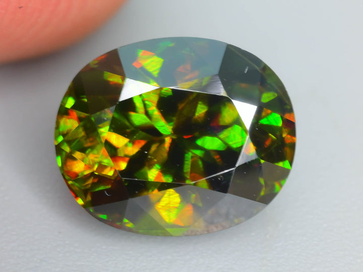 Chrome Sphene Gemstone: 1.55 Carat Faceted Oval, African Origin