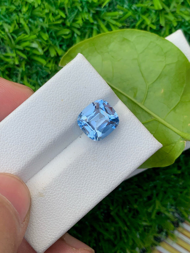 Santa Maria Aquamarine Gemstone: 3.60 CT Deep Blue Cushion Cut