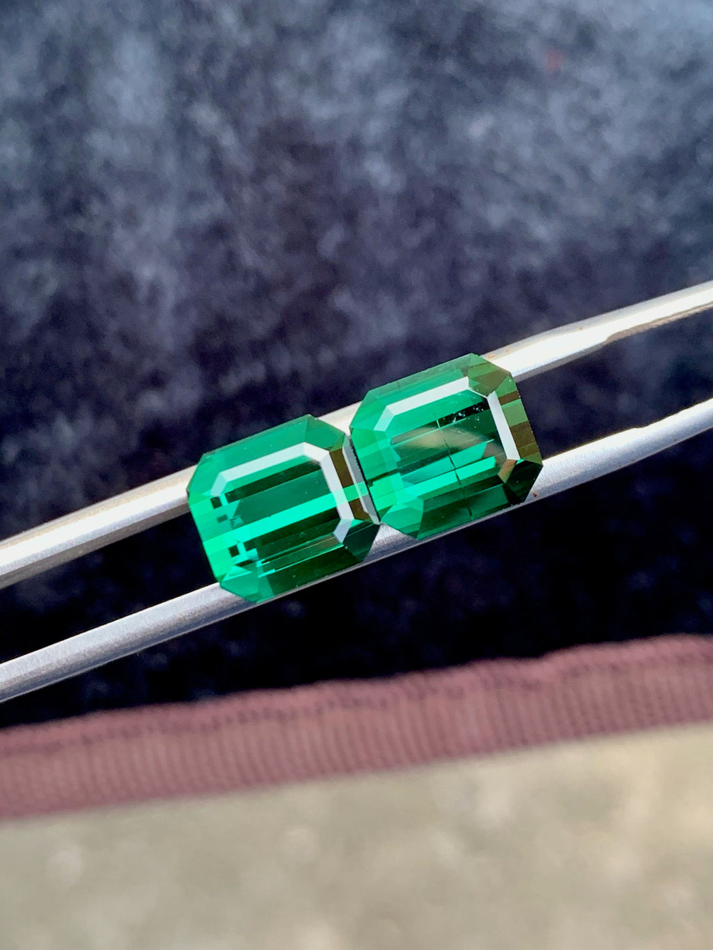 Emerald Cut Forest Green Tourmaline Pair: 8.80 CT Afghanistan Gemstones