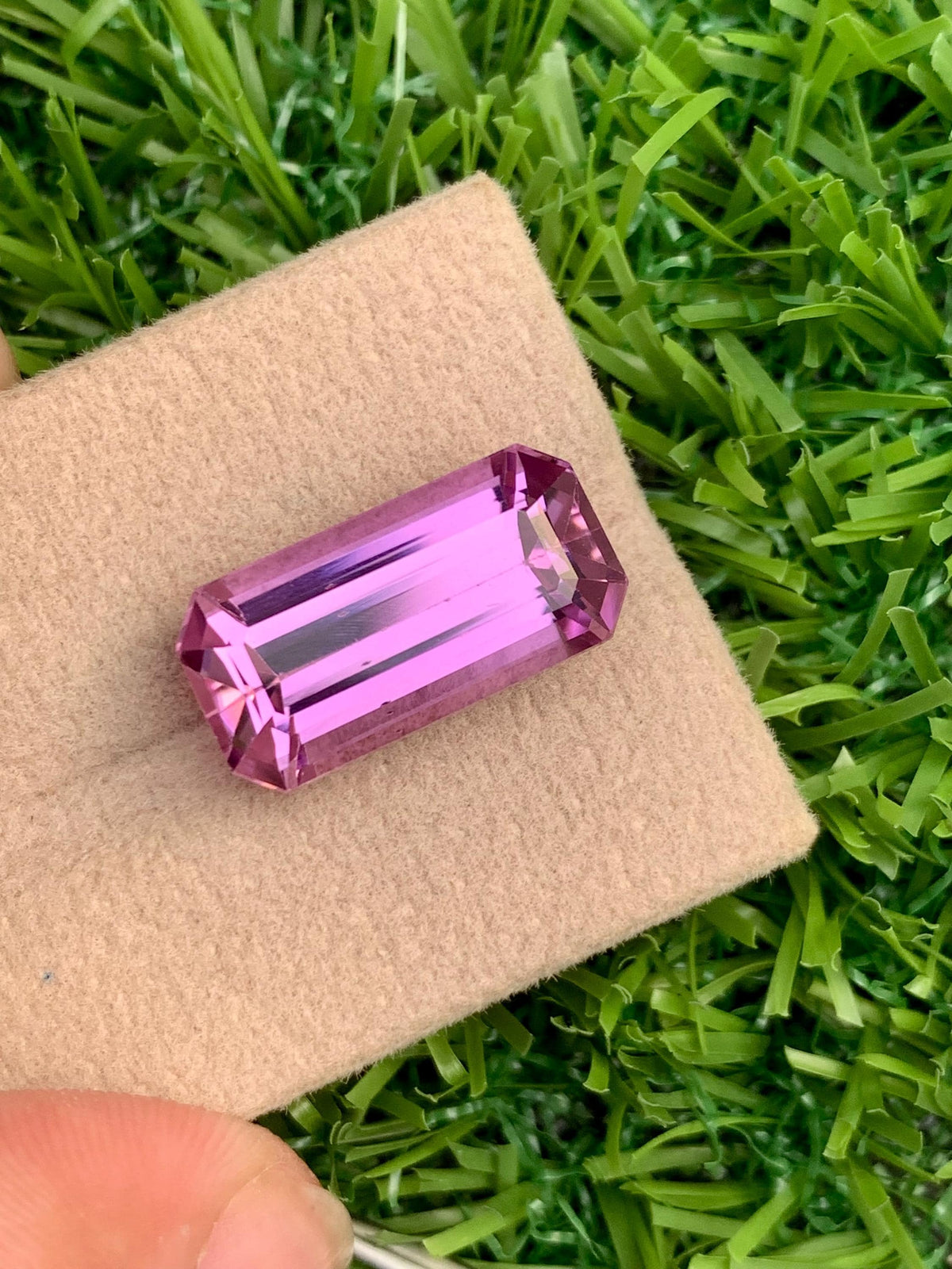 Magenta Kunzite Gemstone Necklace: Faceted Blush Pink Stone, 12.70 CT