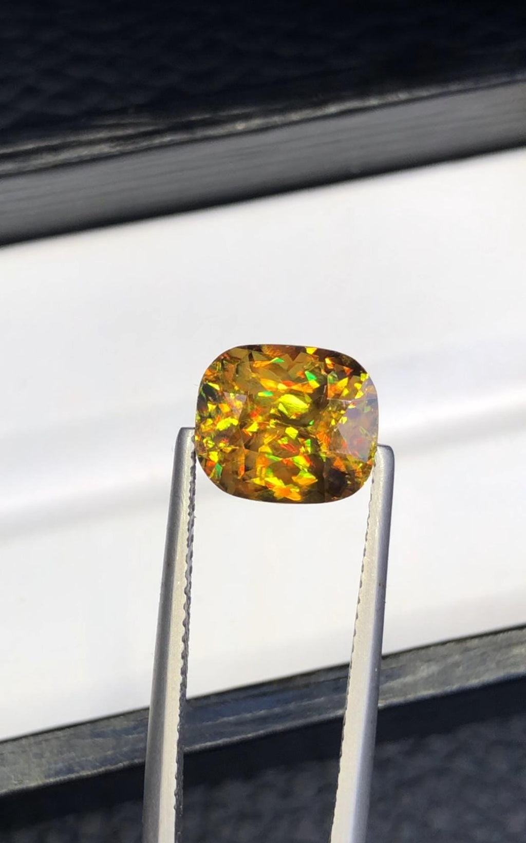3.80 CT Cushion Cut Sphene Gemstone: Rare Trichroism Titanite