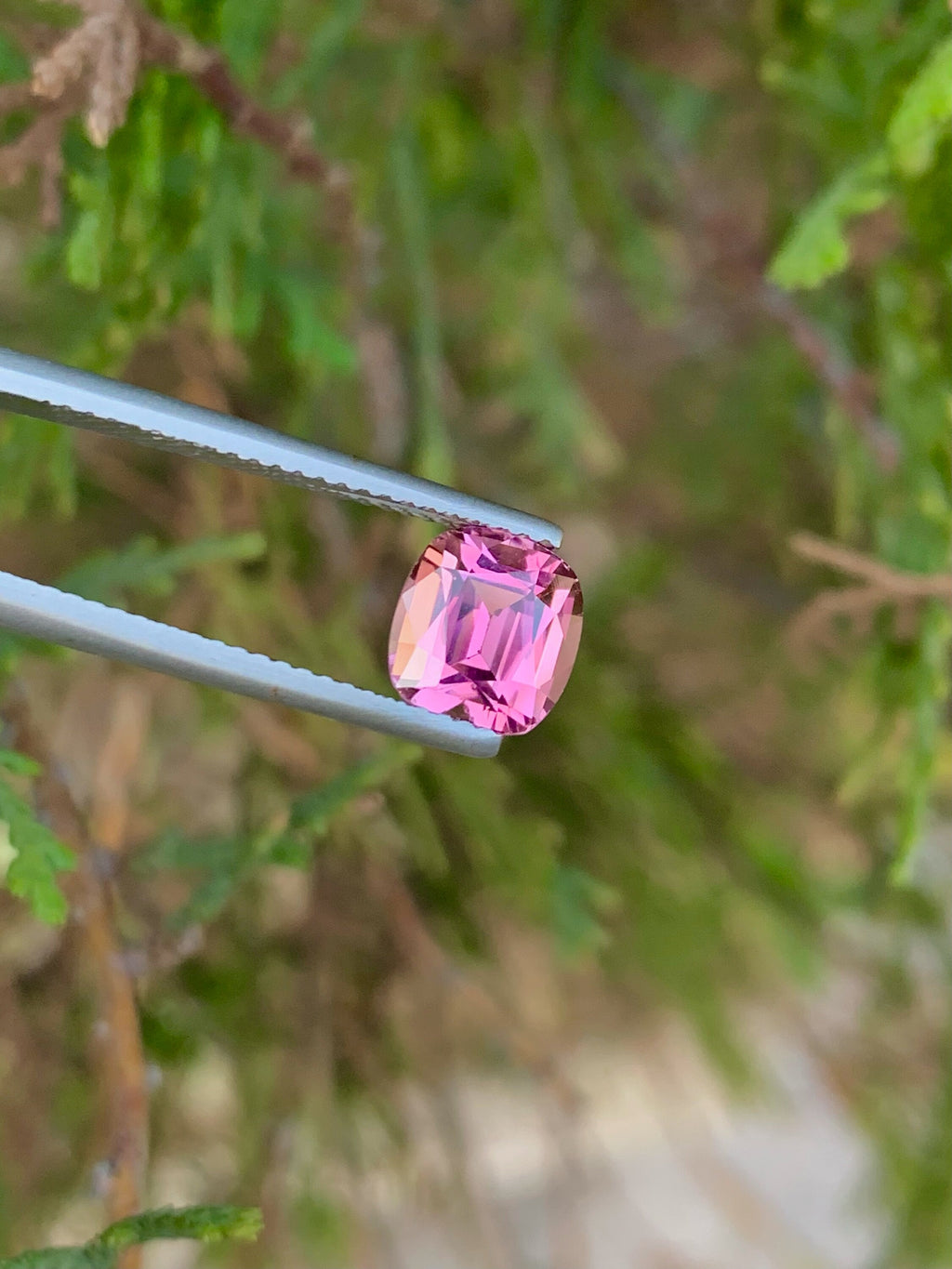 Faceted Pink Tourmaline Stone: 1.90 CT Cushion Cut Gemstone